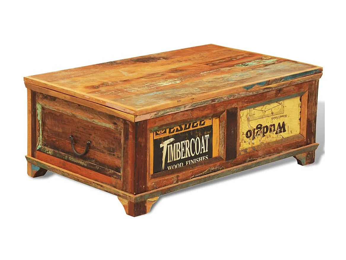 Table basse avec espace de rangement vintage Bois recyclé OFR49836 BonneVie Meuble