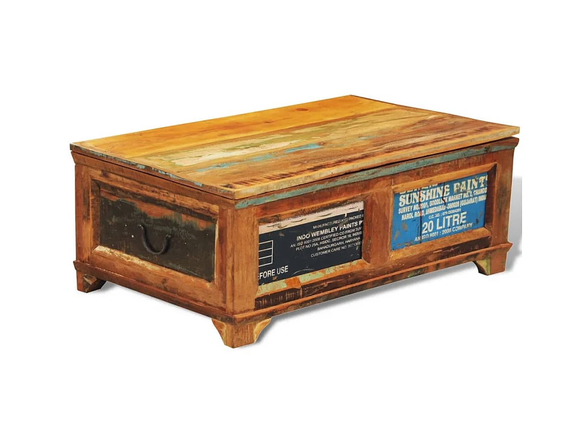 Table basse avec espace de rangement vintage Bois recyclé OFR49836 BonneVie Meuble