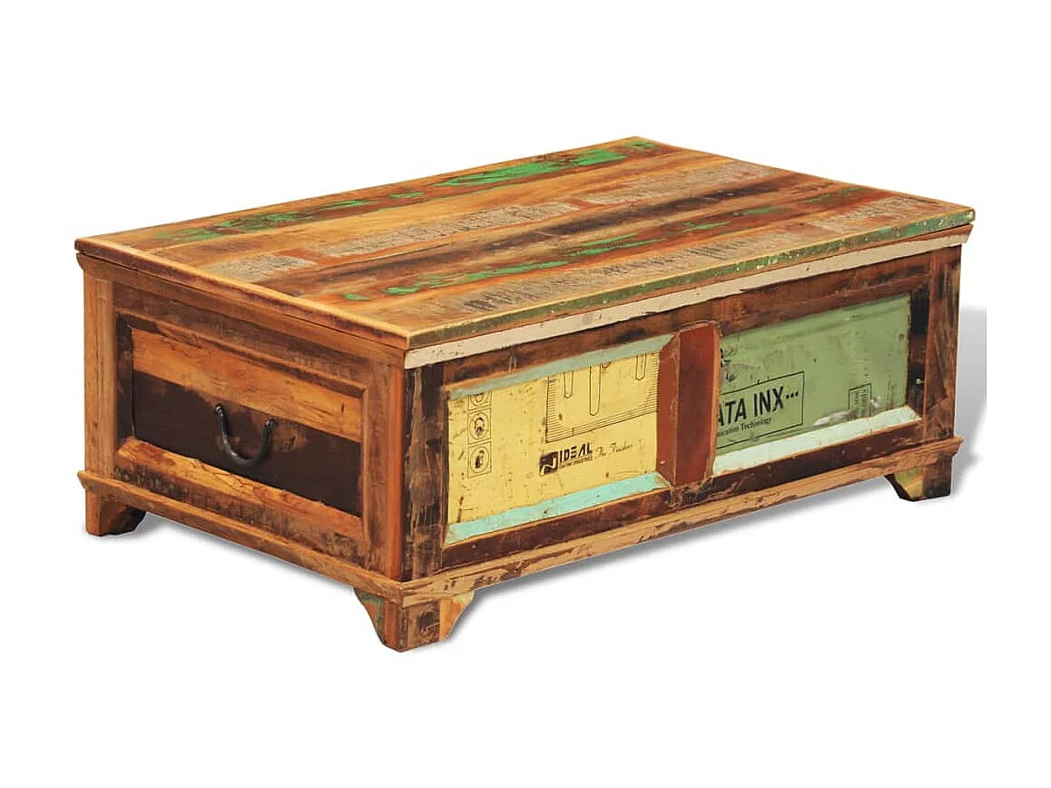 Table basse avec espace de rangement vintage Bois recyclé OFR49836 BonneVie Meuble