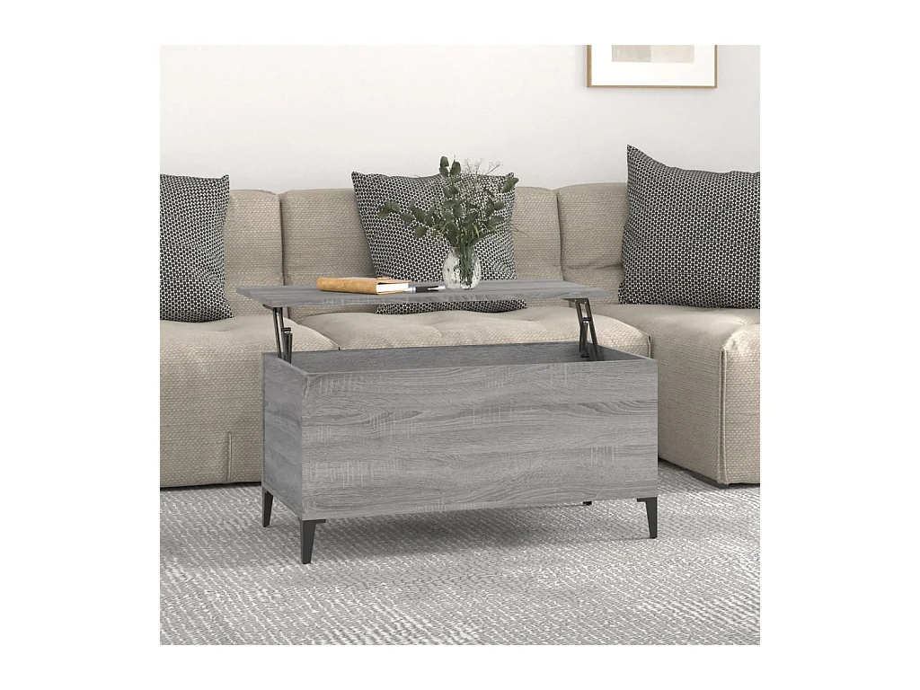 Table basse relevable Sonoma gris 90x44,5x45 cm Bois d'ingénierie OFR52719 BonneVie Meuble