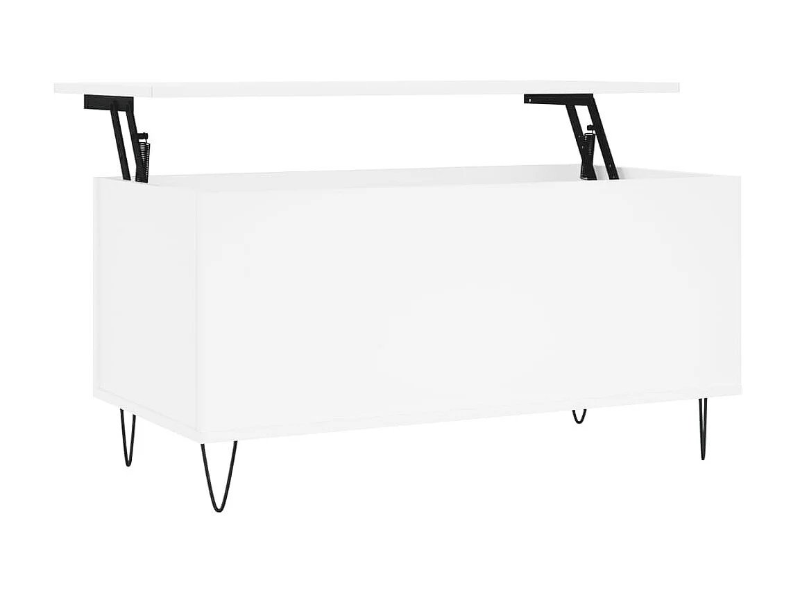 Table basse relevable Blanc 90x44,5x45 cm Bois d'ingénierie OFR26339 BonneVie Meuble