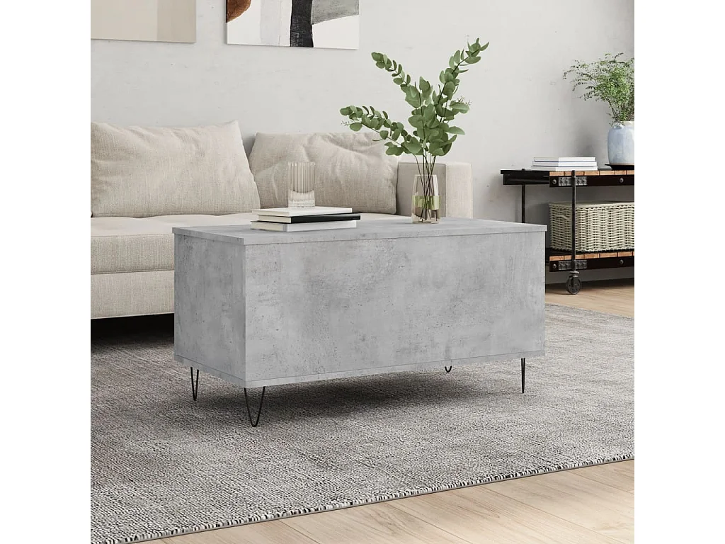Mesa de centro madera contrachapada gris hormigón 90x44,5x45 cm ES989372