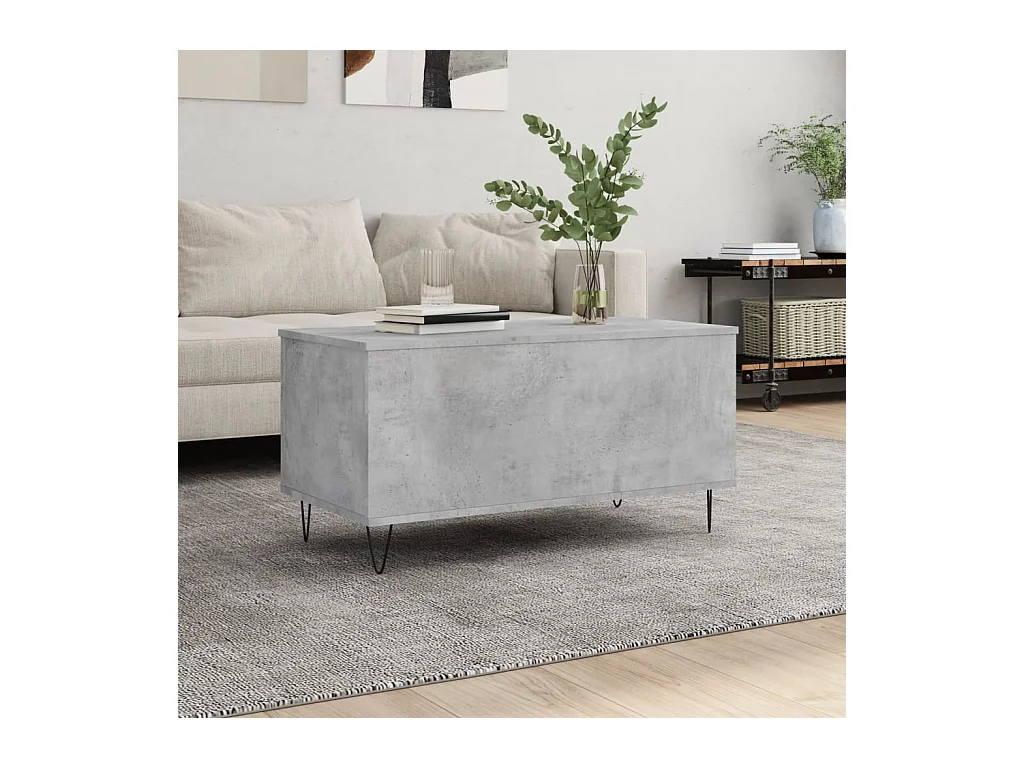 Table basse relevable Gris béton 90x44,5x45 cm Bois d'ingénierie OFR26761 BonneVie Meuble