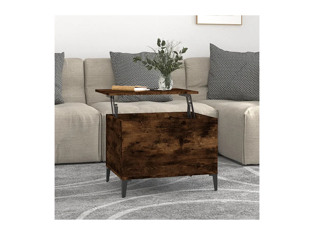 Table basse relevable Chêne fumé 60x44,5x45 cm Bois d'ingénierie OFR73618 BonneVie Meuble