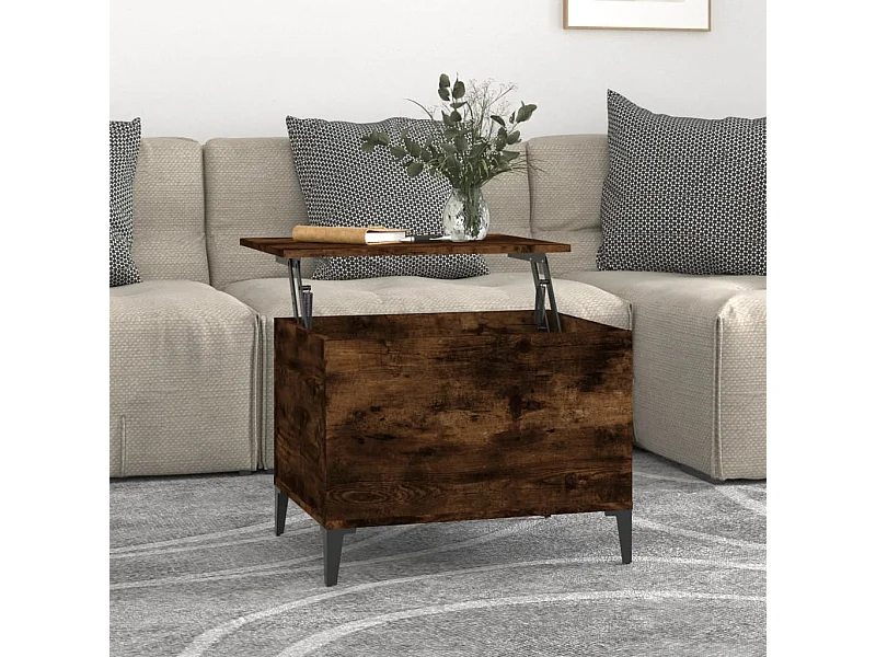 Table basse relevable Chêne fumé 60x44,5x45 cm Bois d'ingénierie OFR73618 BonneVie Meuble