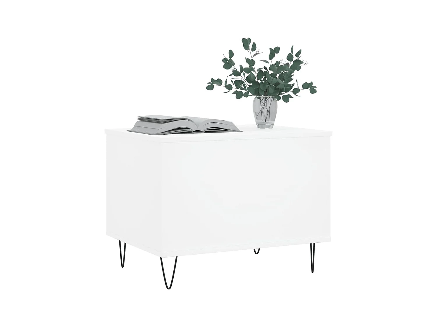 Table basse relevable Blanc 60x44,5x45 cm Bois d'ingénierie OFR67048 BonneVie Meuble