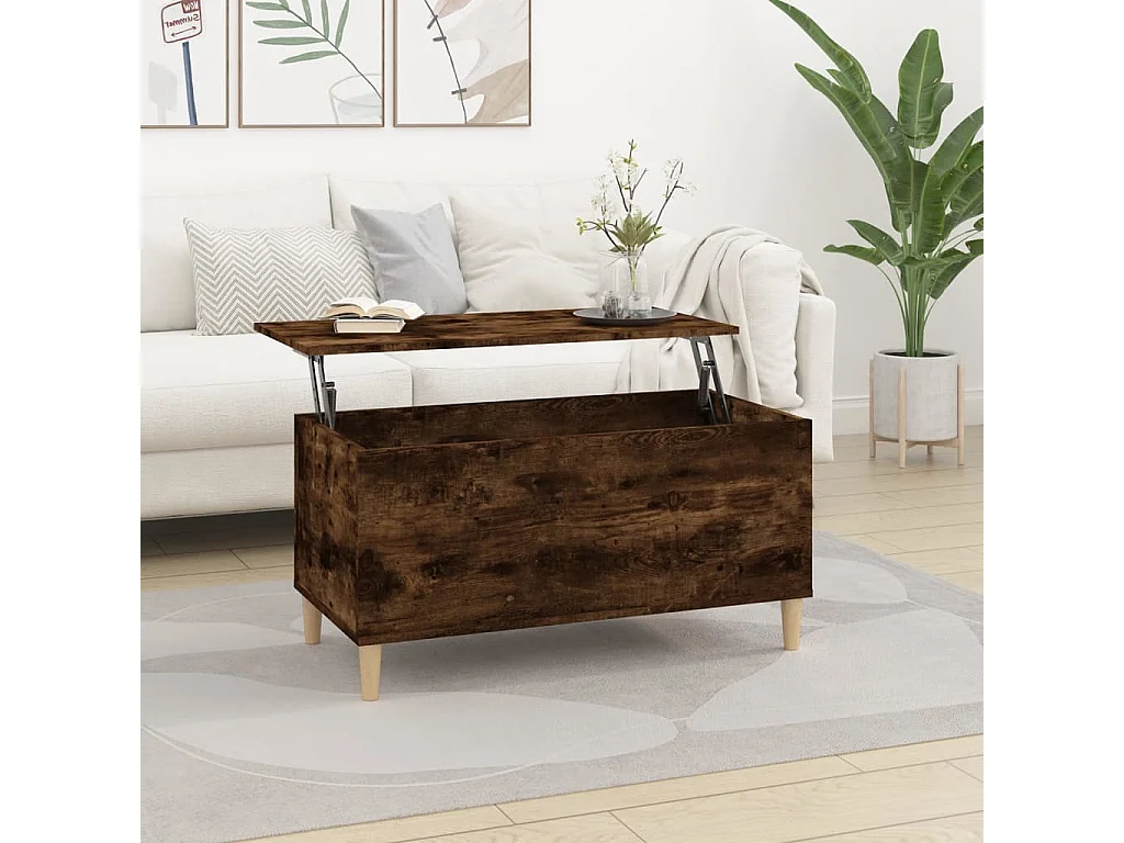 Mesa de centro madera contrachapada roble ahumado 90x44,5x45 cm ES771440
