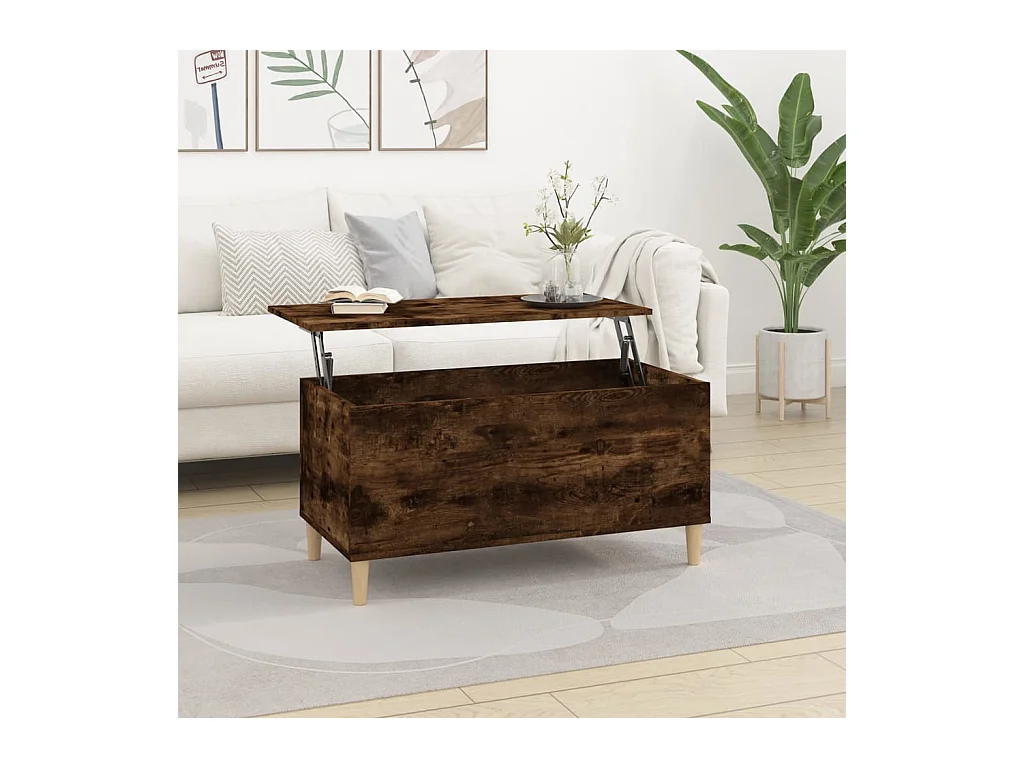 Table basse relevable Chêne fumé 90x44,5x45 cm Bois d'ingénierie OFR58246 BonneVie Meuble