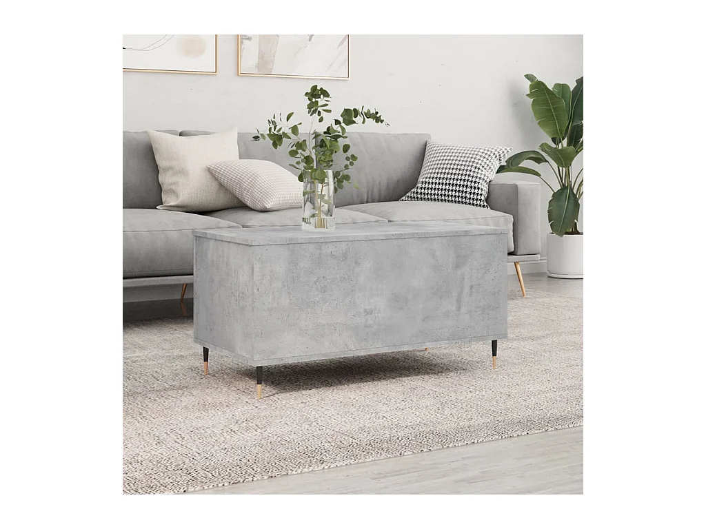 Table basse relevable Gris béton 90x44,5x45 cm Bois d'ingénierie OFR10591 BonneVie Meuble