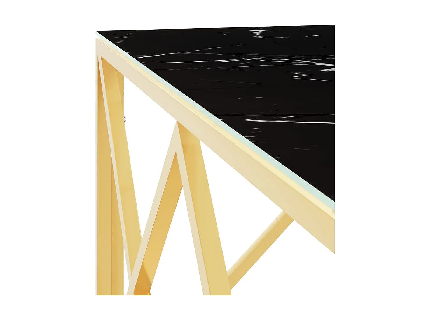 Table basse doré 80x80x40 cm acier inoxydable et verre OFR81433 BonneVie Meuble