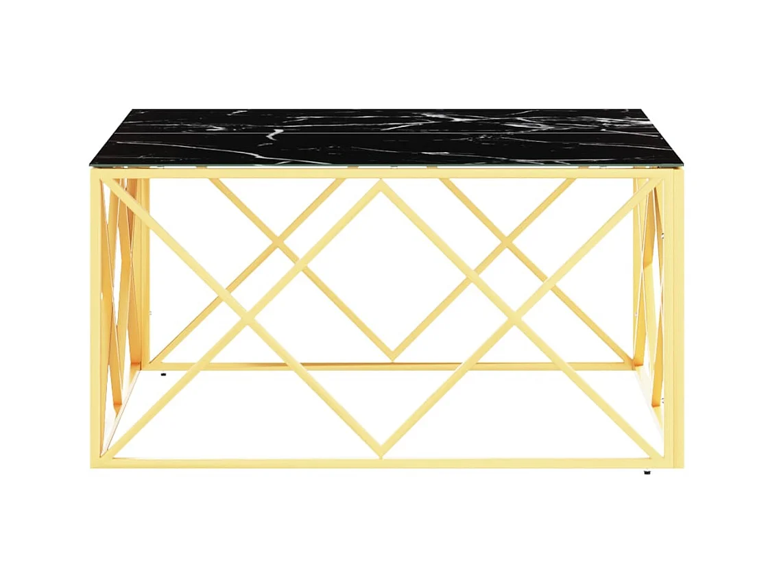 Mesa de centro de acero inoxidable y vidrio dorada 80x80x40 cm ES28275