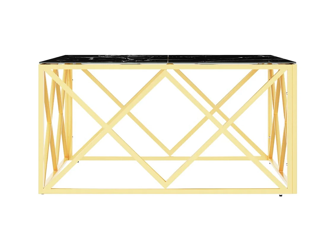 Mesa de centro de acero inoxidable y vidrio dorada 80x80x40 cm ES28275
