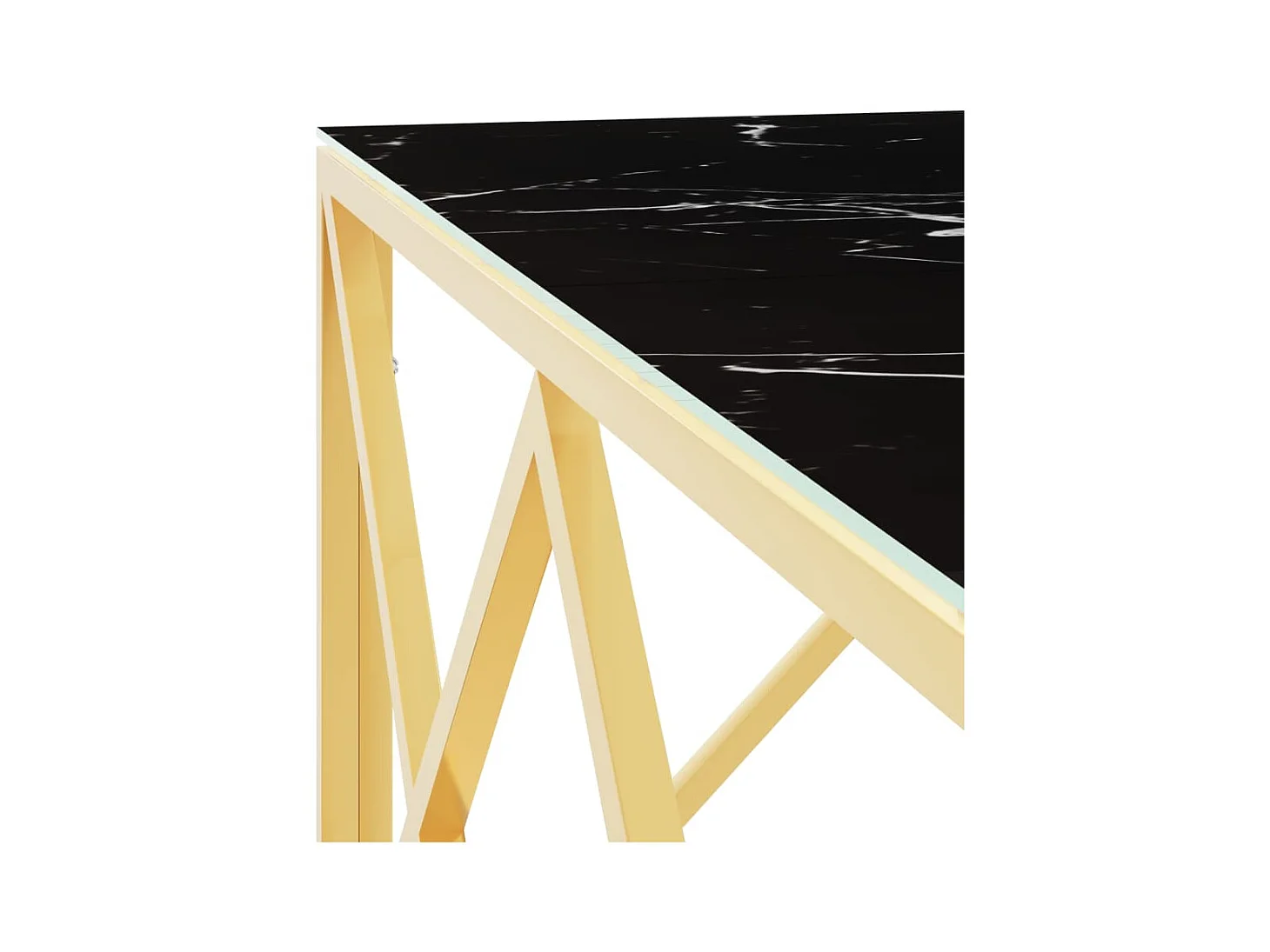 Mesa de centro de acero inoxidable y vidrio dorada 80x80x40 cm ES28275