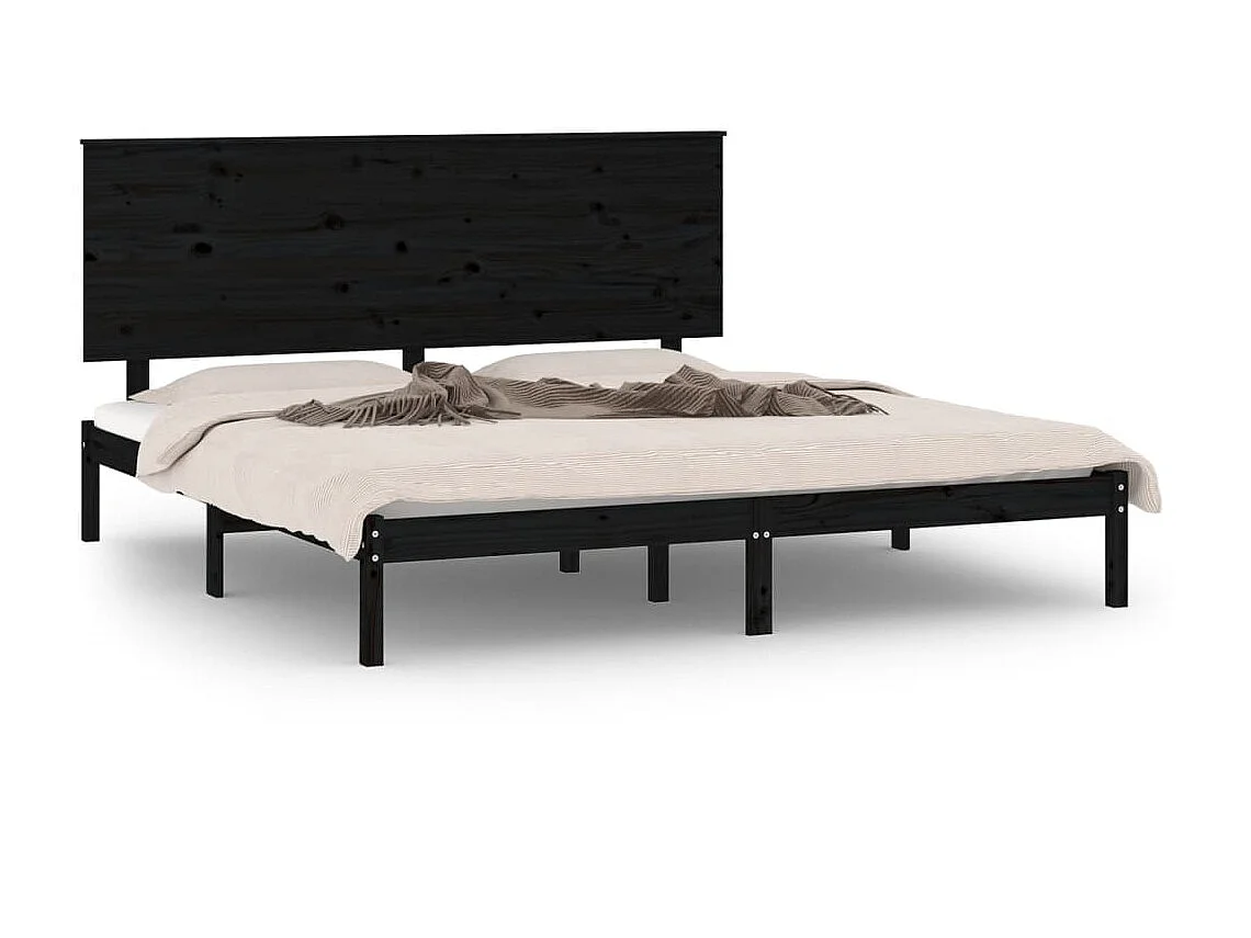 Lit-200x200 cm Noir Bois de pin massif EGGB73338