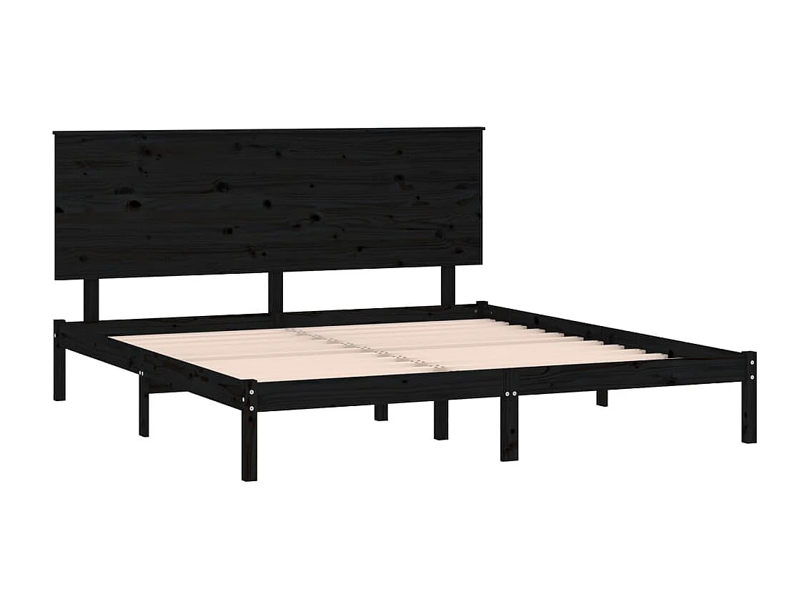 Cama 200x200 cm pinho maciço preto PT165233