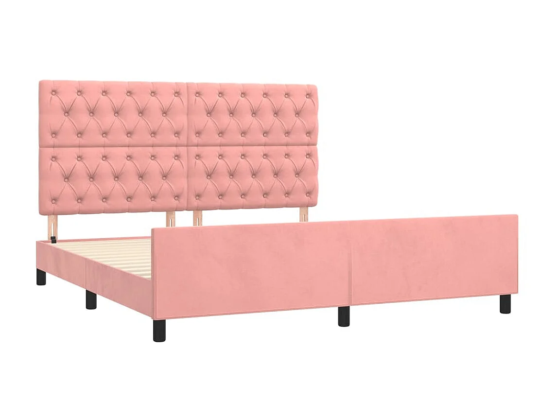 Lit-160x200 cm avec tête de lit Rose Velours EGGB21851