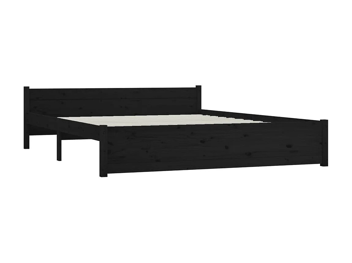 Lit-140x190 cm Noir Bois massif EGGB36357