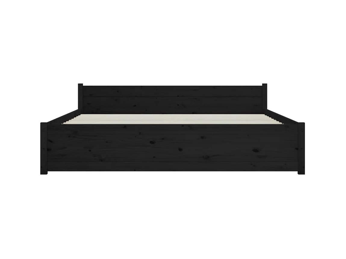 Lit-140x190 cm Noir Bois massif EGGB36357