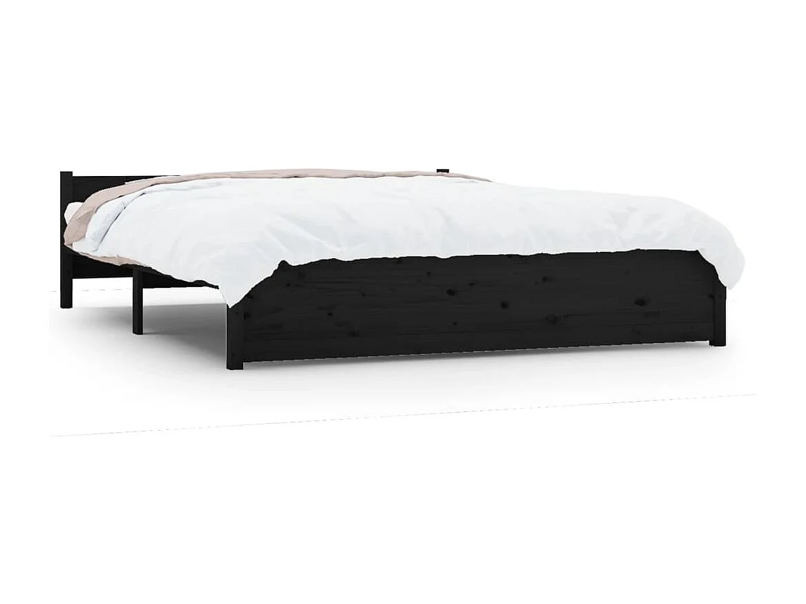 Cama 140x190 cm madeira maciça preto PT536390