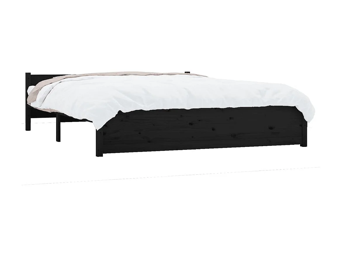 Cama 140x190 cm madeira maciça preto PT536390