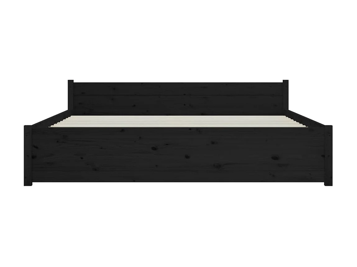 Cama 140x190 cm madeira maciça preto PT536390