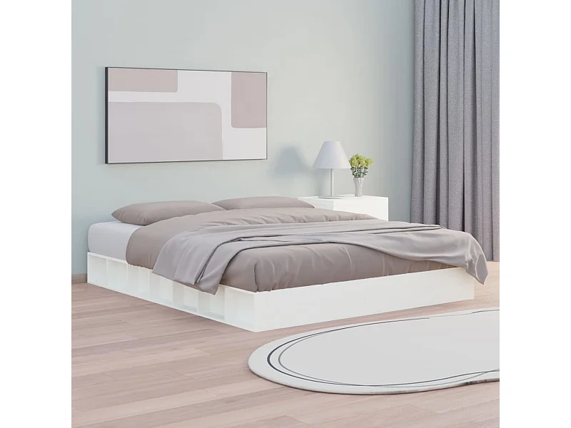 Cama 160x200 cm de madera maciza blanca ES85150