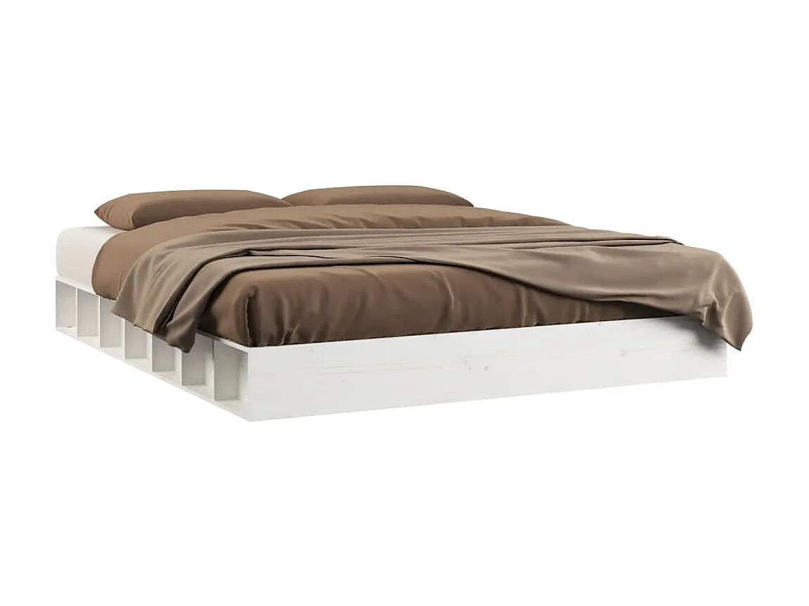Cama 160x200 cm madeira maciça branco PT386287