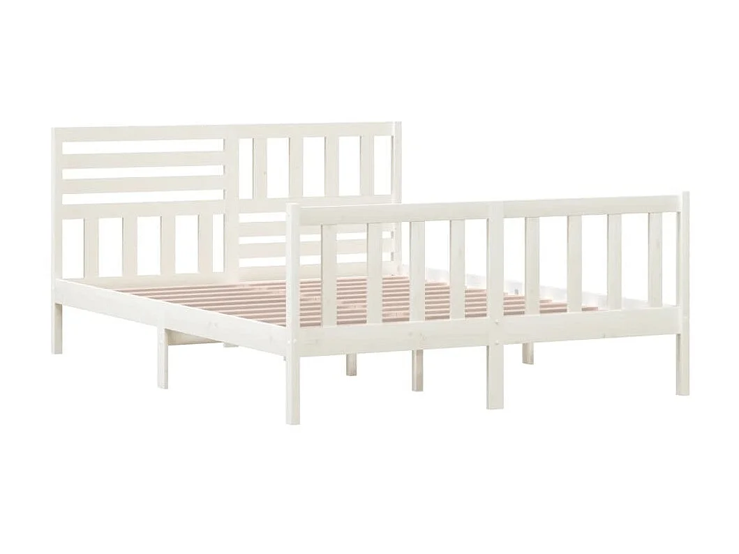 Cama 150x200 cm de madera maciza blanco ES33161