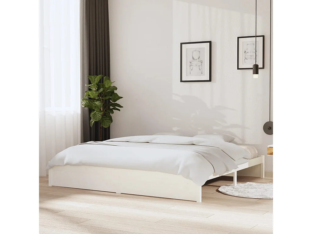 Lit-200x200 cm Blanc Bois massif EGGB63773