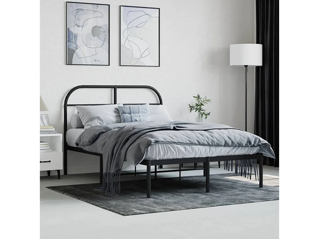 Cama 120x200 cm con cabecero metal negro ES92631