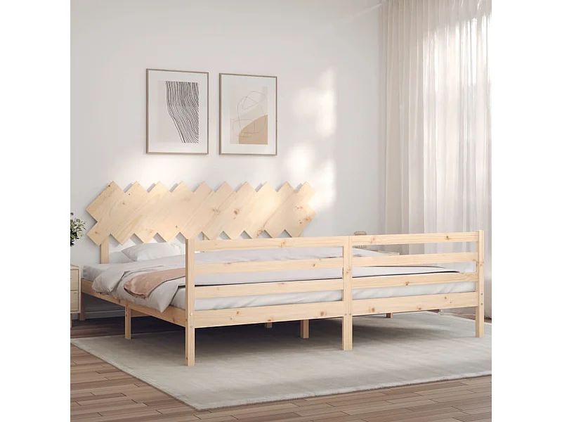 Lit-200x200 cm avec tête de lit bois massif EGGB92415