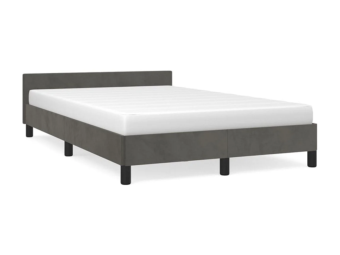 Cama 120x200 cm con cabecero terciopelo gris oscuro ES84213