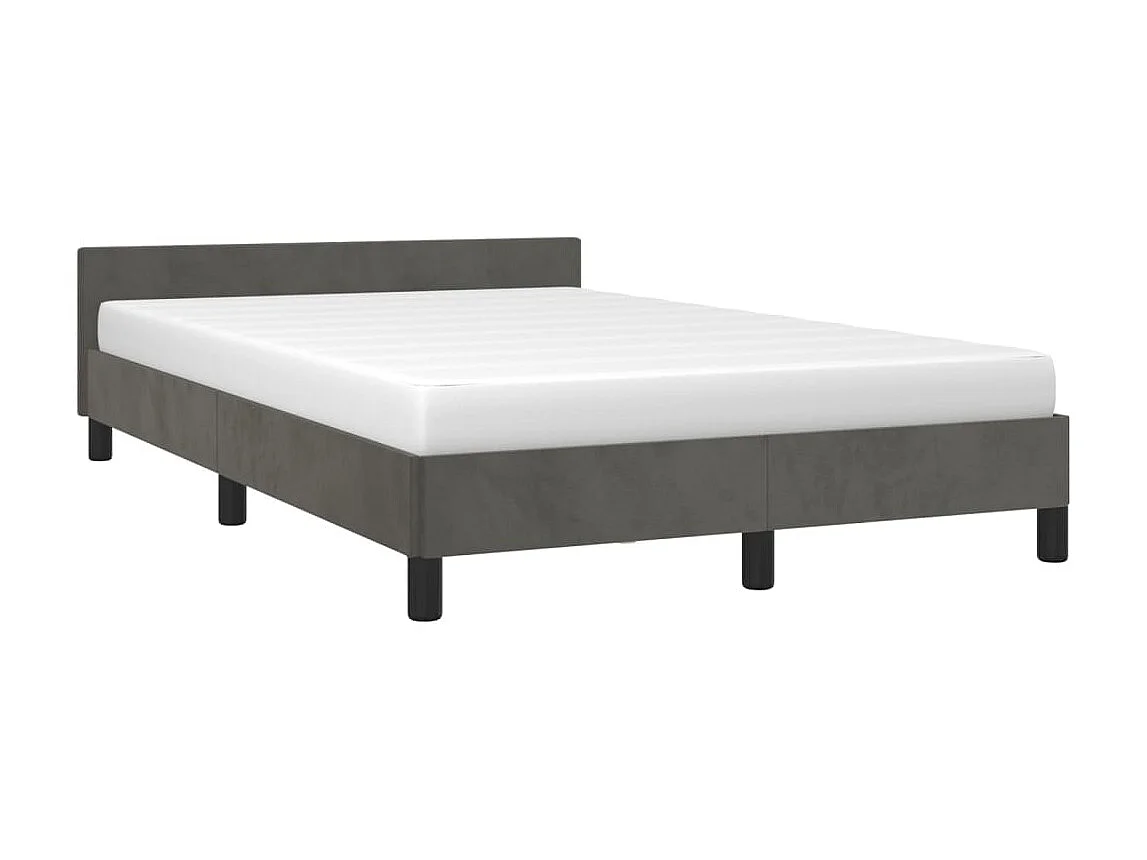 Cama 120x200 cm con cabecero terciopelo gris oscuro ES84213