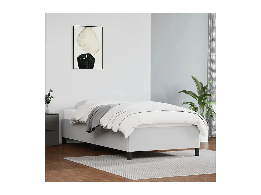 Lit-90x190 cm Blanc Similicuir EGGB83146