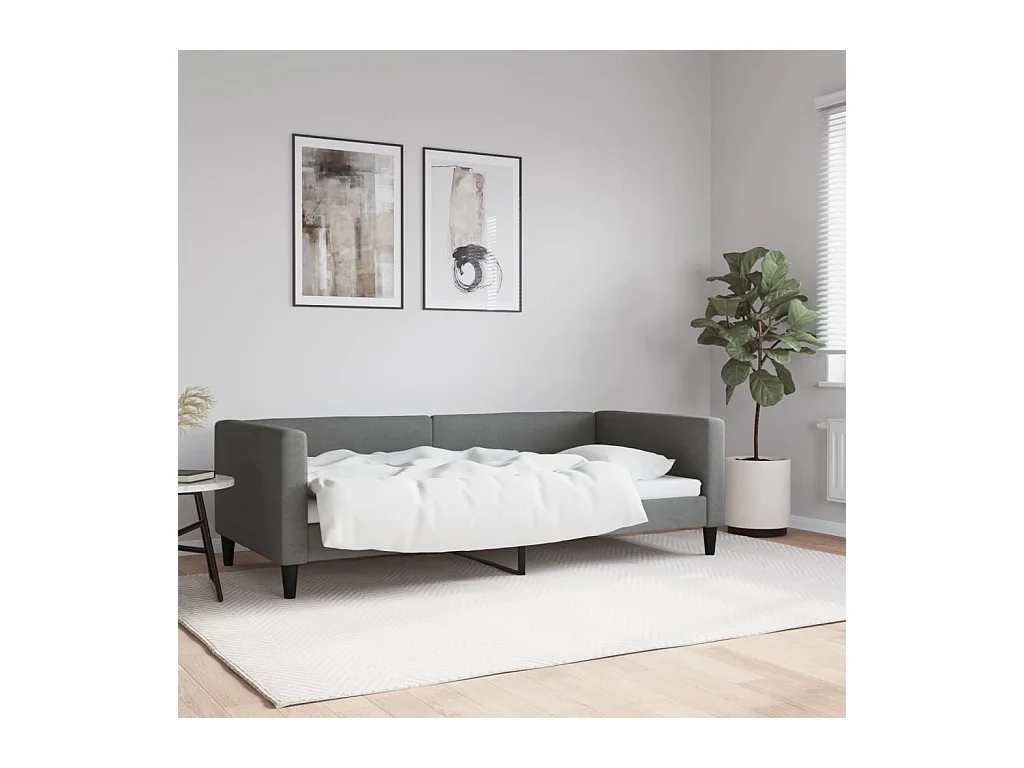 Lit-90x190 cm de repos gris foncé tissu EGGB83537