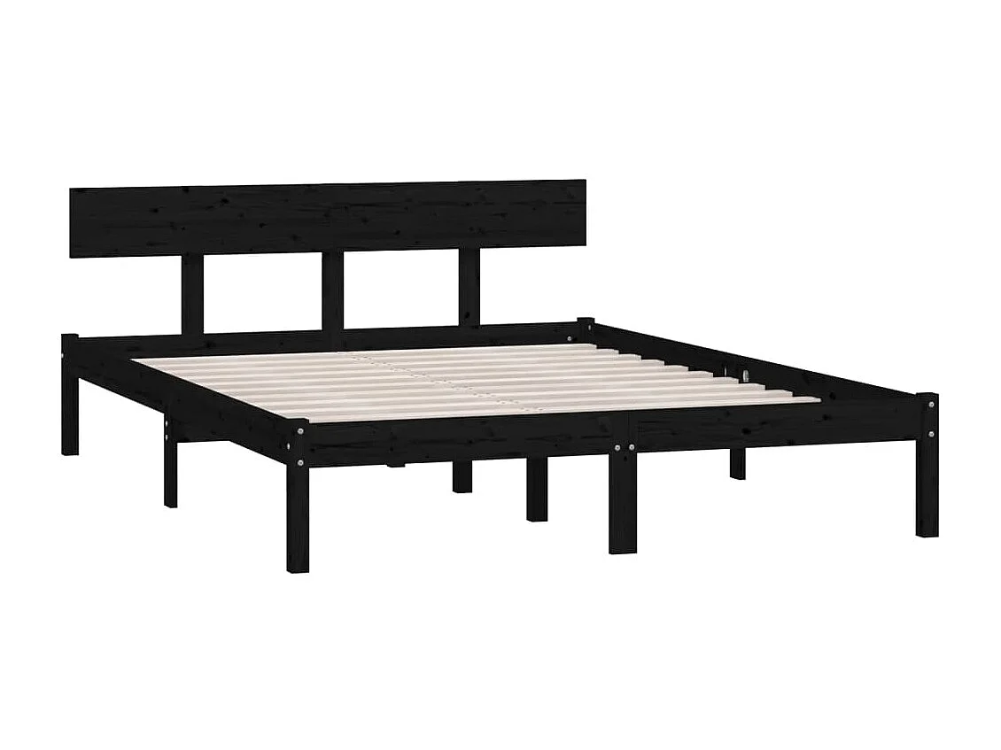 Bedframe massief grenenhout zwart 160x200 cm NL50326