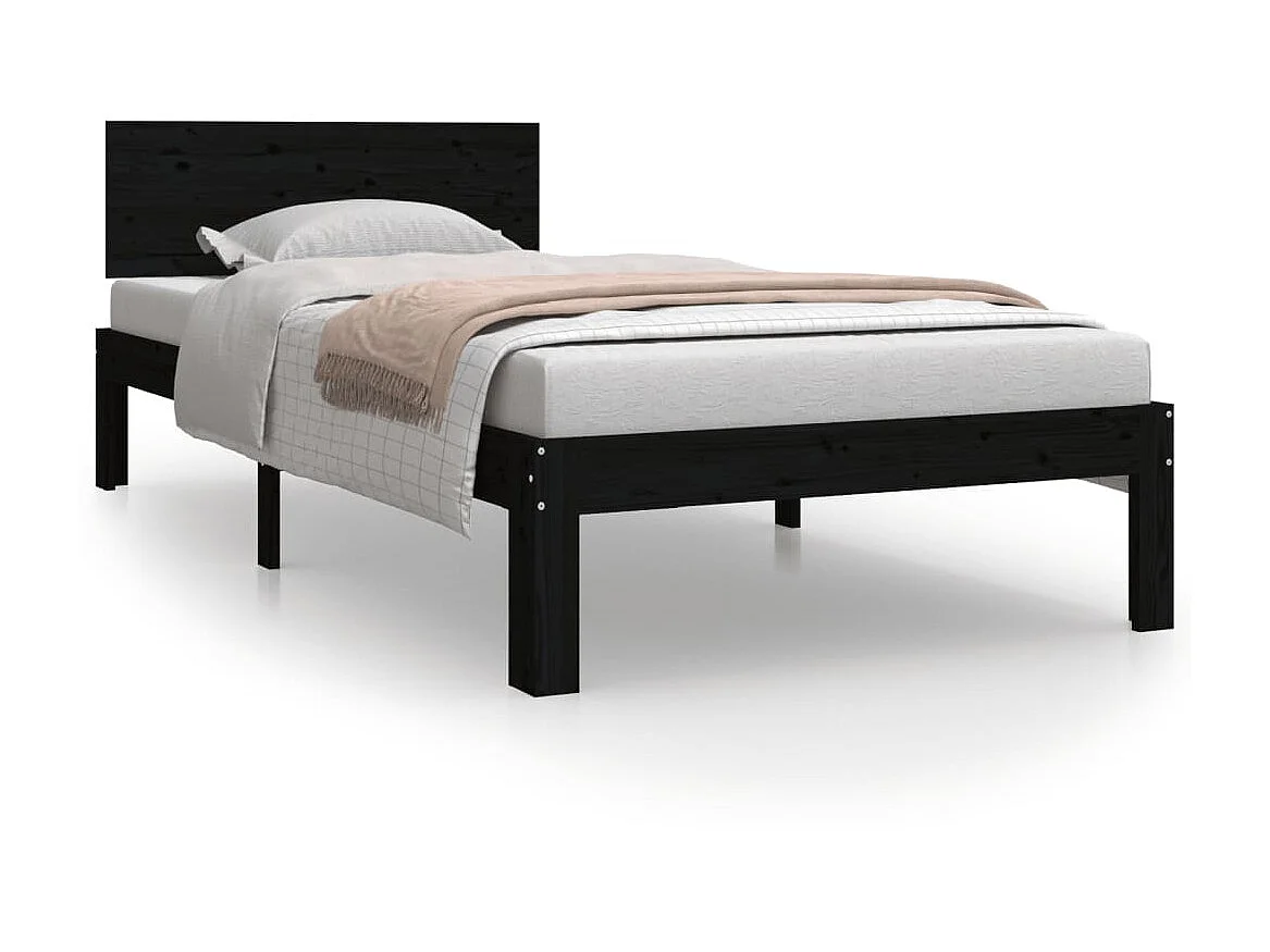 Cama 90x200 cm madera maciza de pino negro ES90152