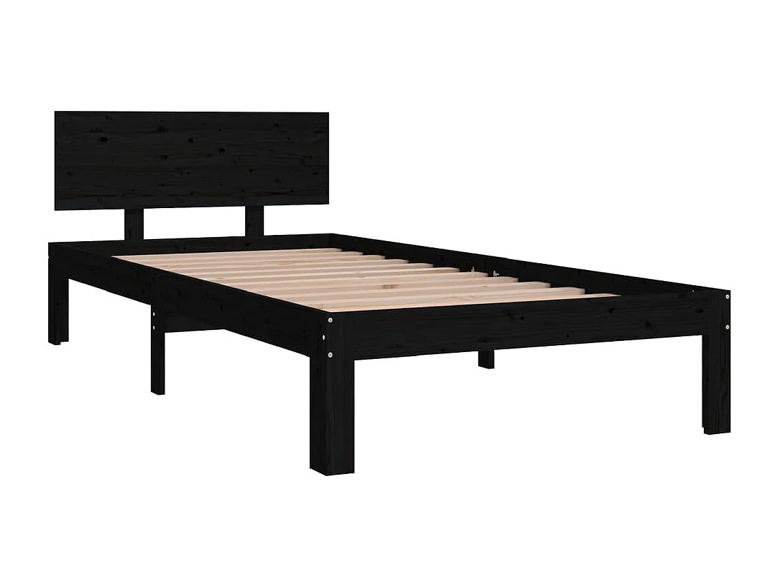 Cama 90x200 cm madera maciza de pino negro ES90152