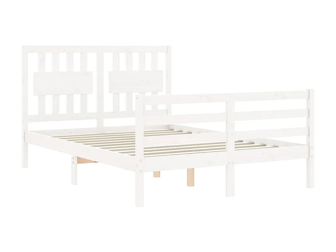 Cama com cabeceira 120x200cm madeira maciça branco PT226884