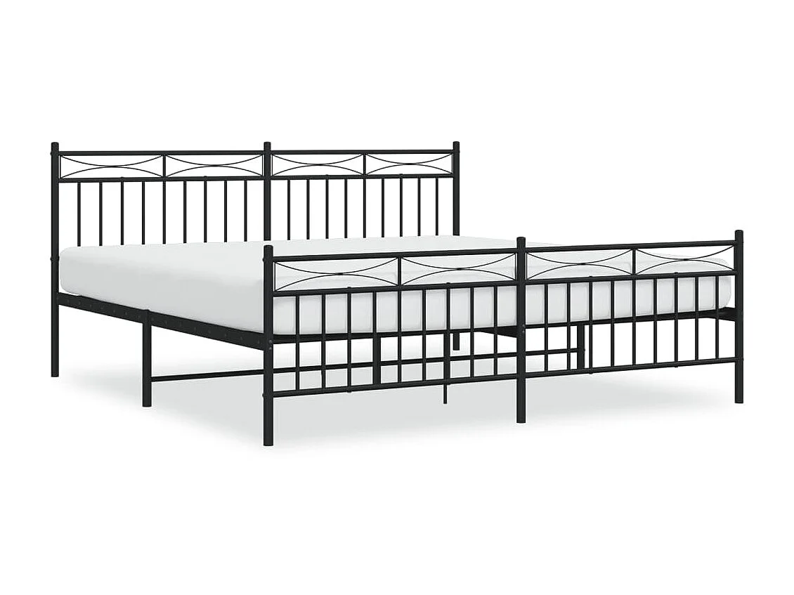 Cama com cabeceira e pés 183x213 cm metal preto PT145142