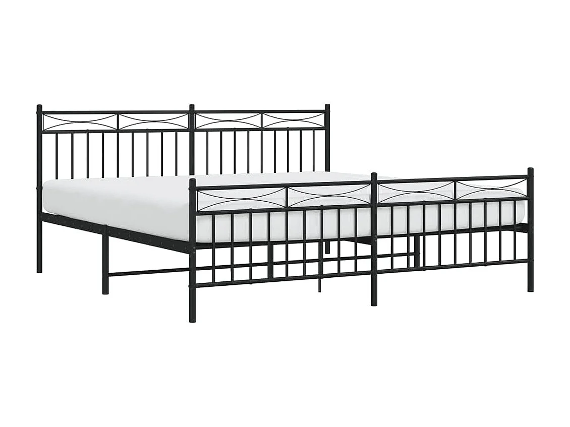 Cama com cabeceira e pés 183x213 cm metal preto PT145142