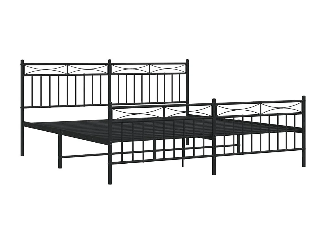 Cama com cabeceira e pés 183x213 cm metal preto PT145142