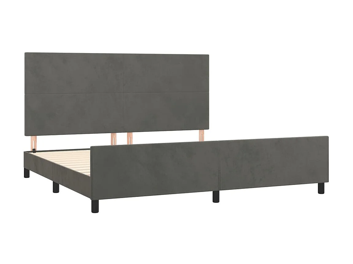 Cama 200x200 cm con cabecero terciopelo gris oscuro ES18433