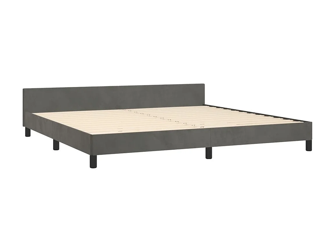 Cama 200x200 cm con cabecero terciopelo gris oscuro ES18433