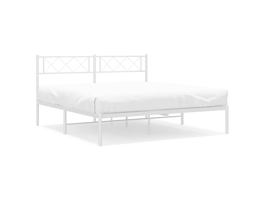 Cama 135x190 cm de metal con cabecero blanca ES73738