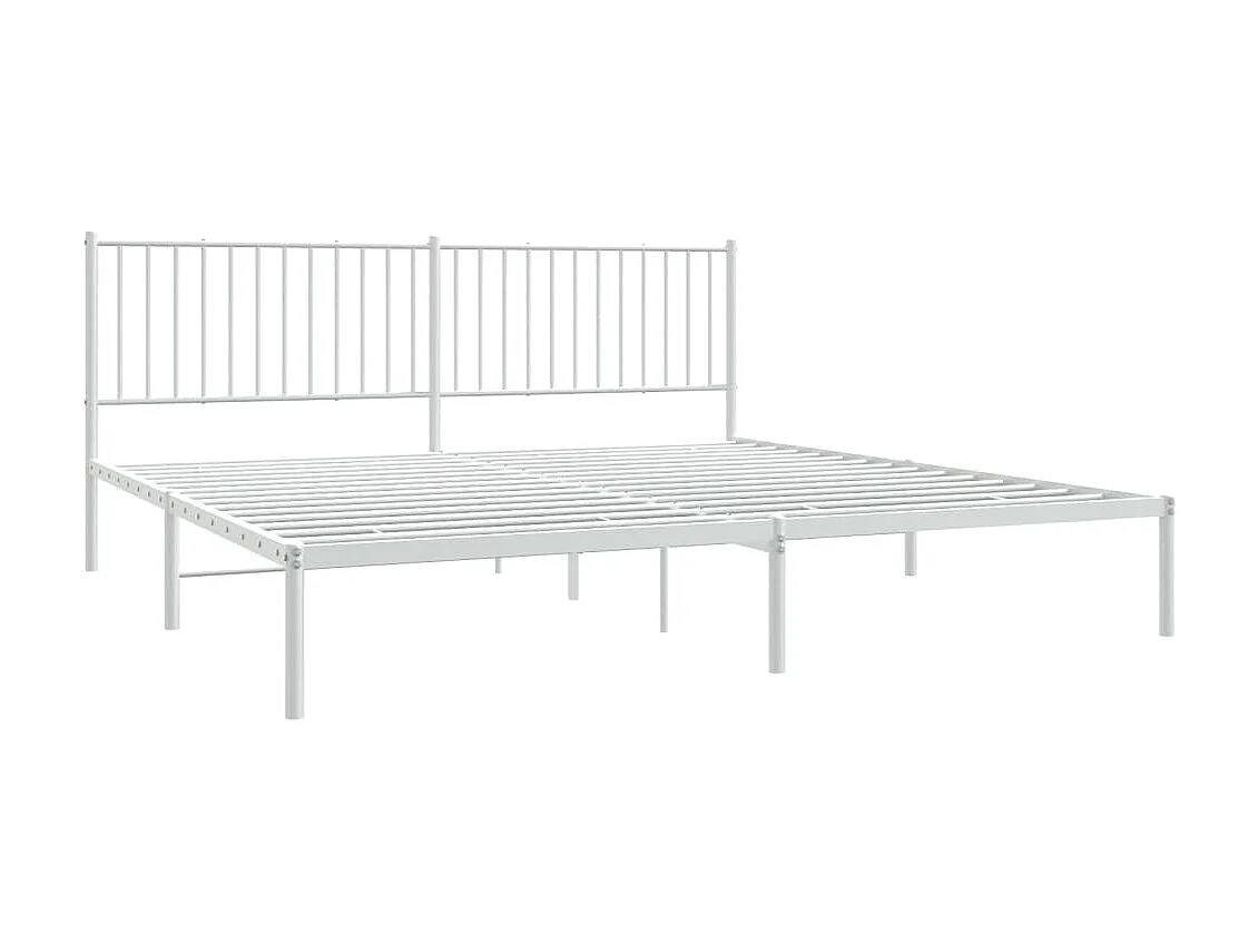 Lit-193x203 cm métal avec tête de lit blanc EGGB31403