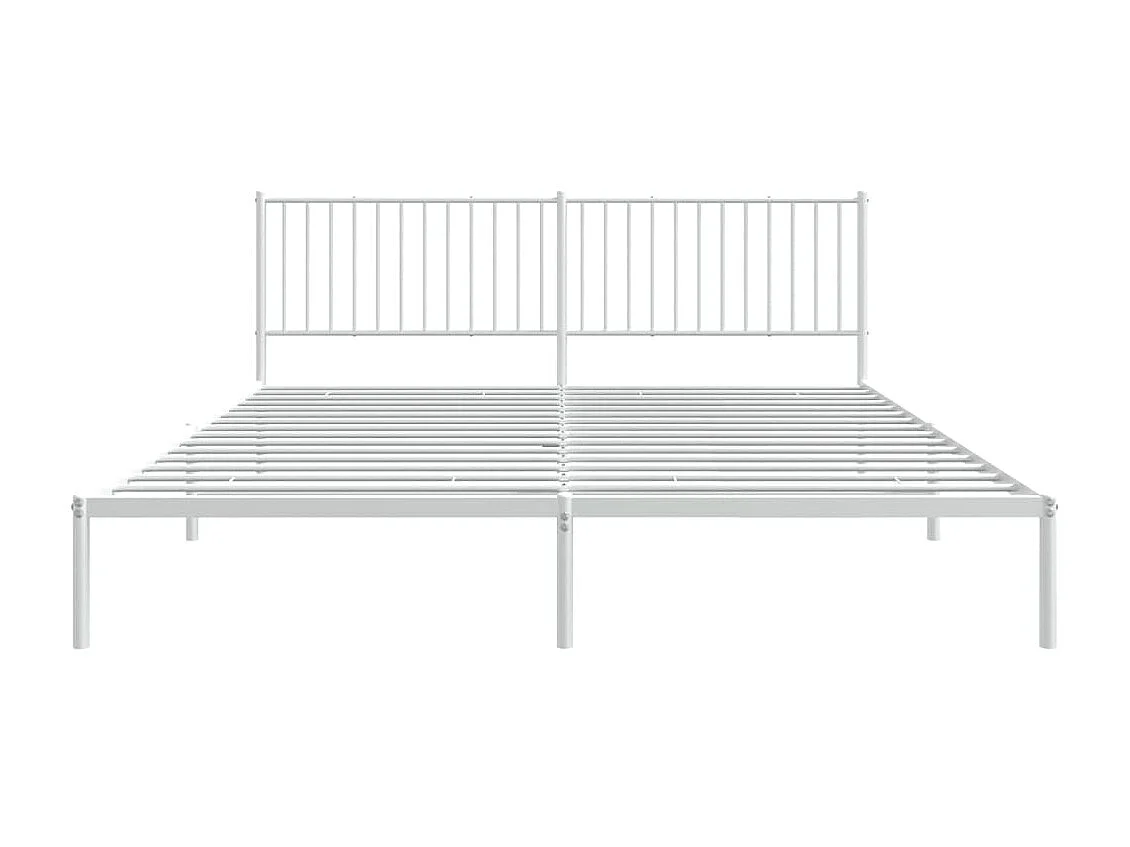 Lit-193x203 cm métal avec tête de lit blanc EGGB31403