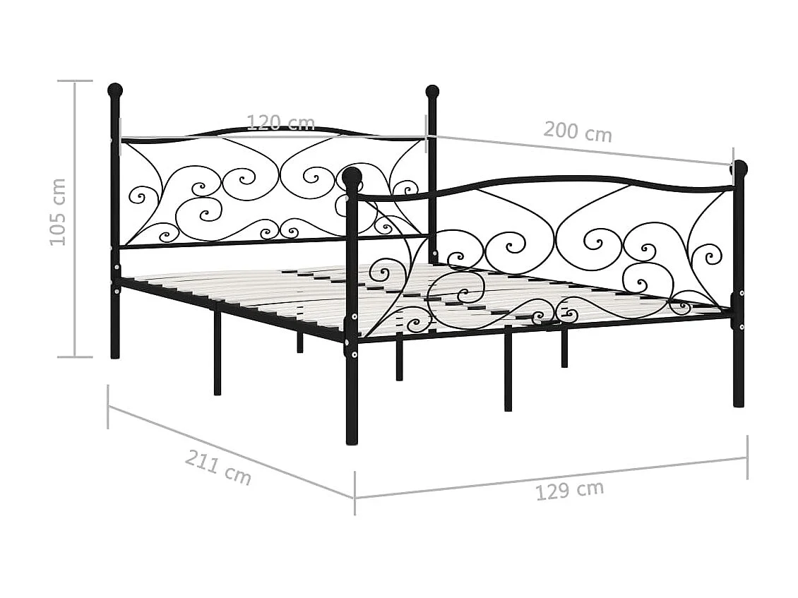 Cama 180x200 cm con somier metal negro ES44315