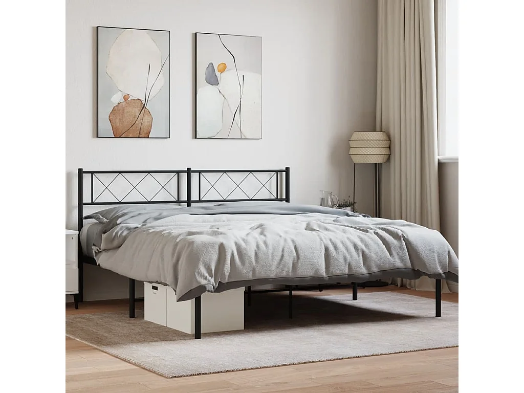 Bedframe met hoofdbord metaal zwart 120x190 cm NL94291