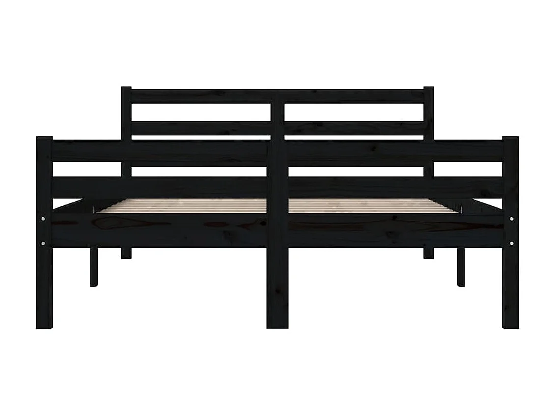 Bedframe massief hout zwart 140x190 cm NL77690